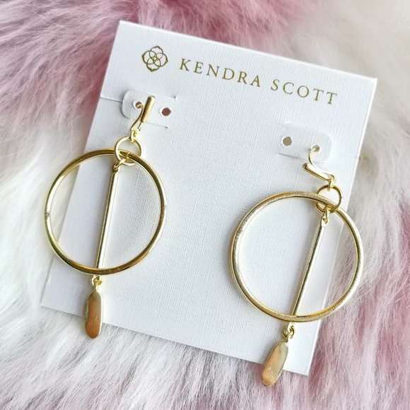 Kendra Scott Nalani Open Frame Gold Earrings - Picture 1 of 3
